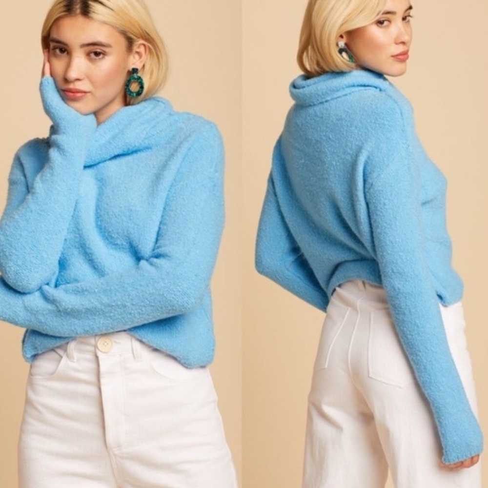 Free People Stormy Cowl Neck Boucle Sweater